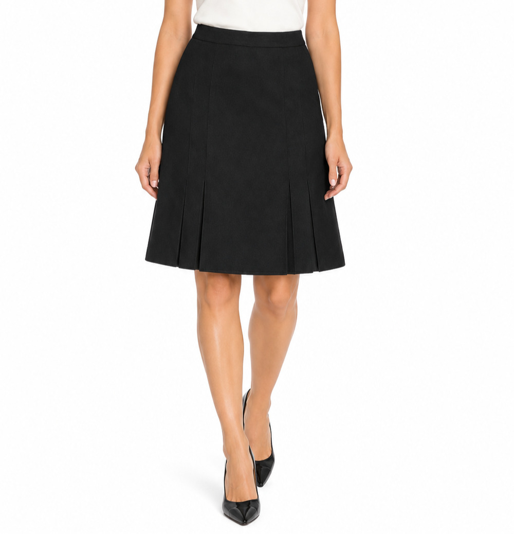 Exclusively Misook Skirt Knee a line Pleated Hem Black Work Career Classic PL